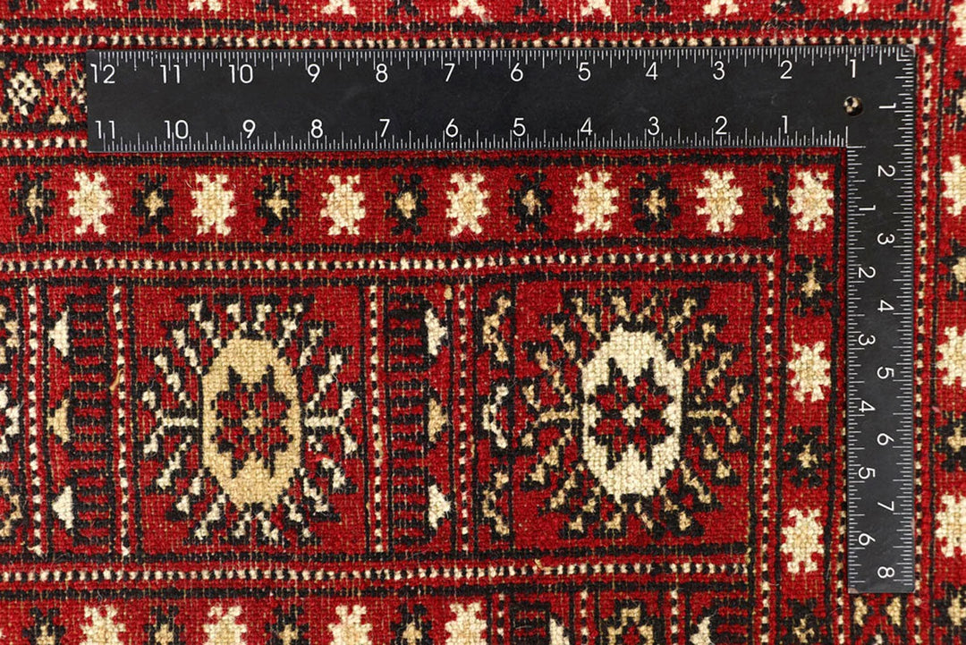 Firebrick Red Pakistani Bokhara Rug 7' 11" x 10' 2" Hand-Knotted | No. QA57498