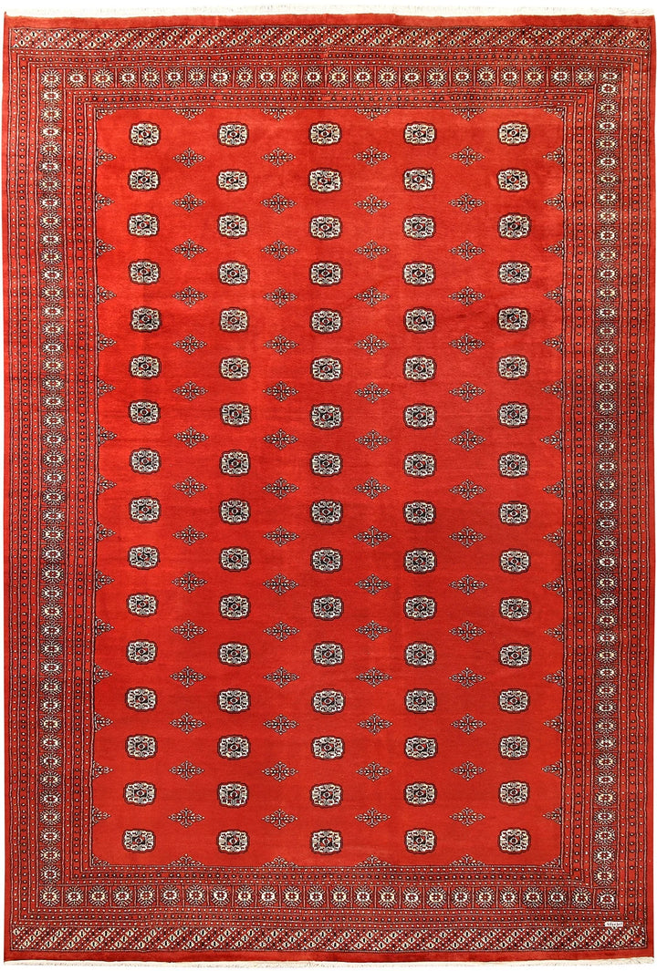 Orange Red Pakistani Bokhara Rug 10' 1" x 14' 11" Hand-Knotted | No. QA57587