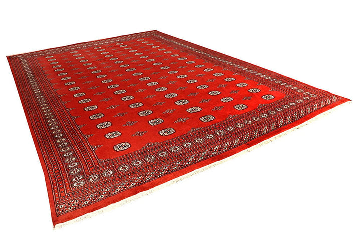 Orange Red Pakistani Bokhara Rug 10' 1" x 14' 11" Hand-Knotted | No. QA57587