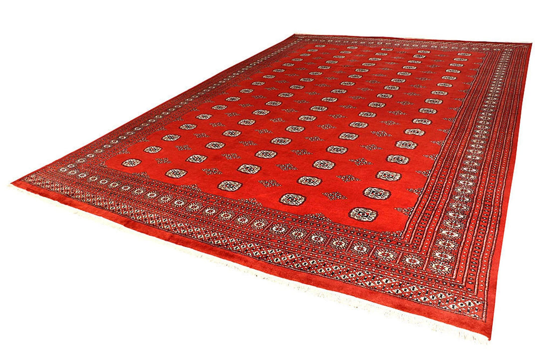 Orange Red Pakistani Bokhara Rug 10' 1" x 14' 11" Hand-Knotted | No. QA57587