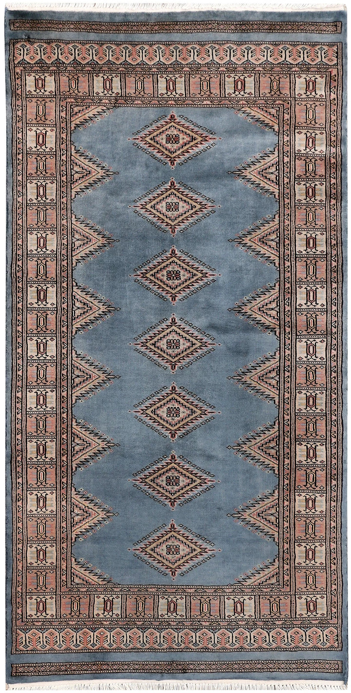 Light Slate Grey Pakistani Jaldar Rug 3' x 5'11" Hand-Knotted | No. QA57593
