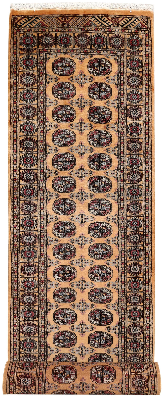 Sandy Brown Pakistani Bokhara Rug 2' 6" x 11' 2" Hand-Knotted | No. QA57600