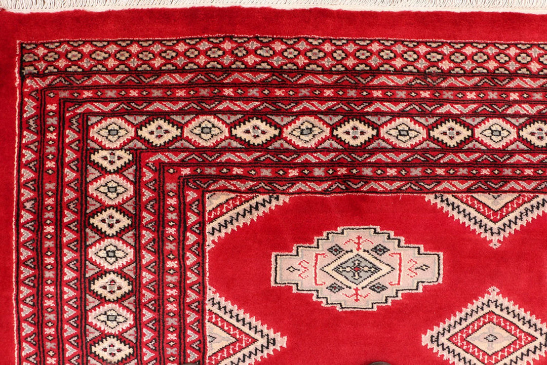 Red Pakistani Jaldar Rug 6' 7" x 10' 2" Hand-Knotted | No. QA57737