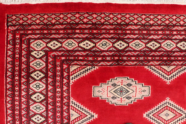 Red Pakistani Jaldar Rug 6' 7" x 10' 2" Hand-Knotted | No. QA57737