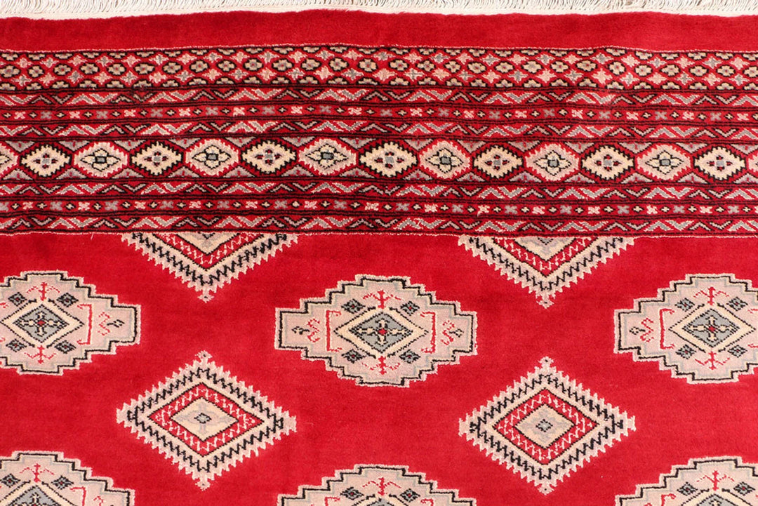 Red Pakistani Jaldar Rug 6' 7" x 10' 2" Hand-Knotted | No. QA57737