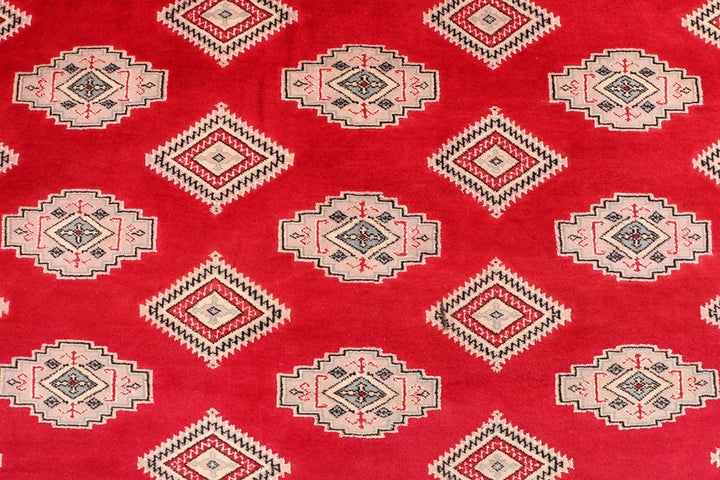 Red Pakistani Jaldar Rug 6' 7" x 10' 2" Hand-Knotted | No. QA57737