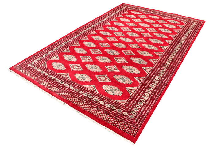 Red Pakistani Jaldar Rug 6' 7" x 10' 2" Hand-Knotted | No. QA57737