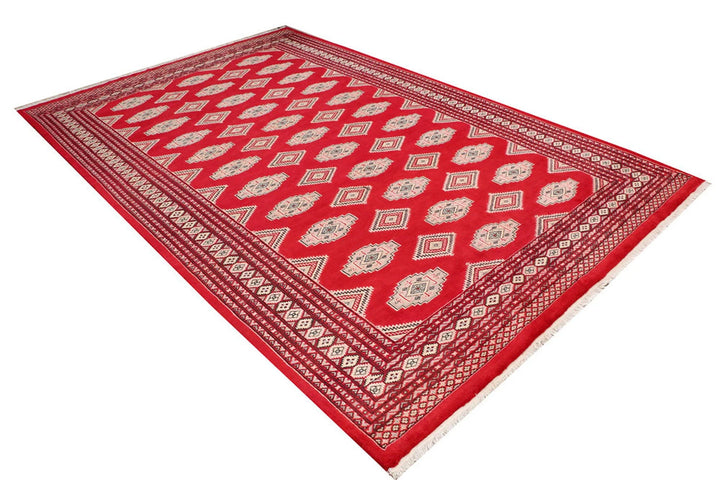 Red Pakistani Jaldar Rug 6' 7" x 10' 2" Hand-Knotted | No. QA57737