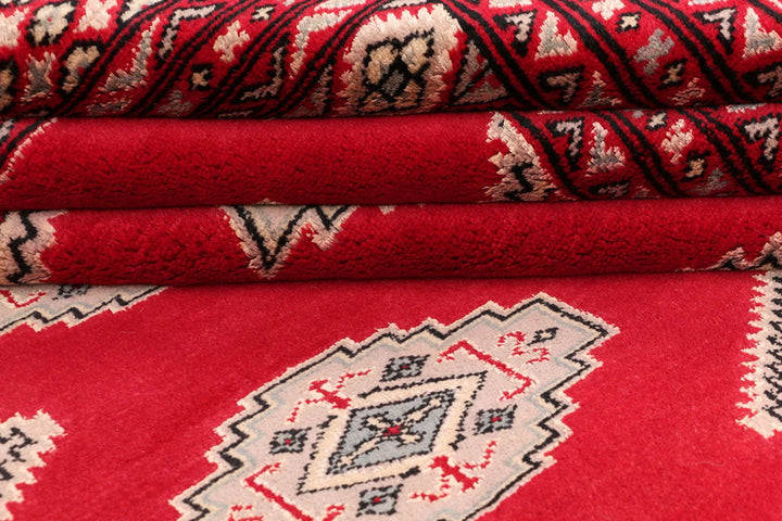 Red Pakistani Jaldar Rug 6' 7" x 10' 2" Hand-Knotted | No. QA57737