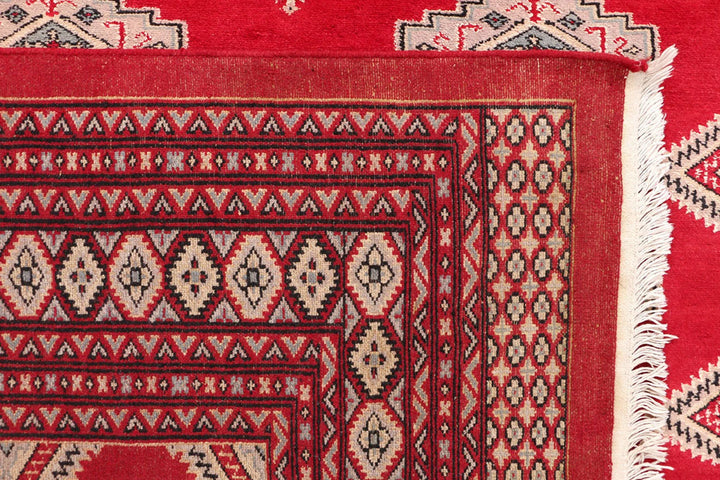Red Pakistani Jaldar Rug 6' 7" x 10' 2" Hand-Knotted | No. QA57737