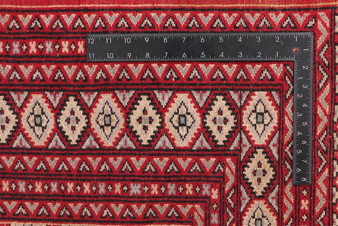 Red Pakistani Jaldar Rug 6' 7" x 10' 2" Hand-Knotted | No. QA57737