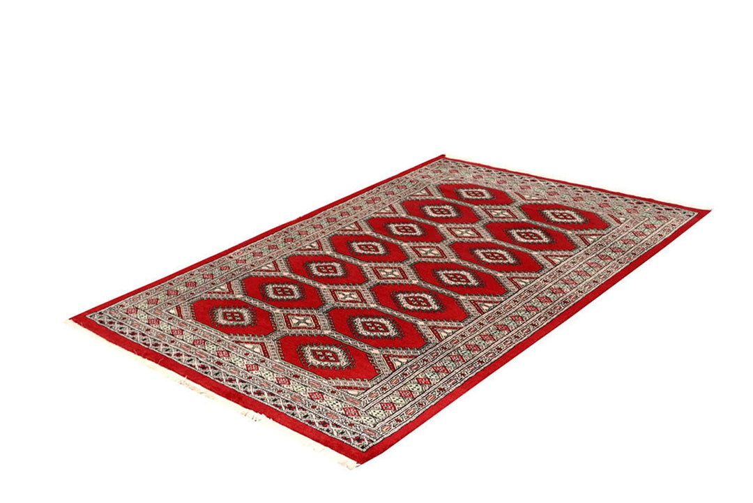 Red Pakistani Jaldar Rug 4' 2" x 6' 4" Hand-Knotted | No. QA57761