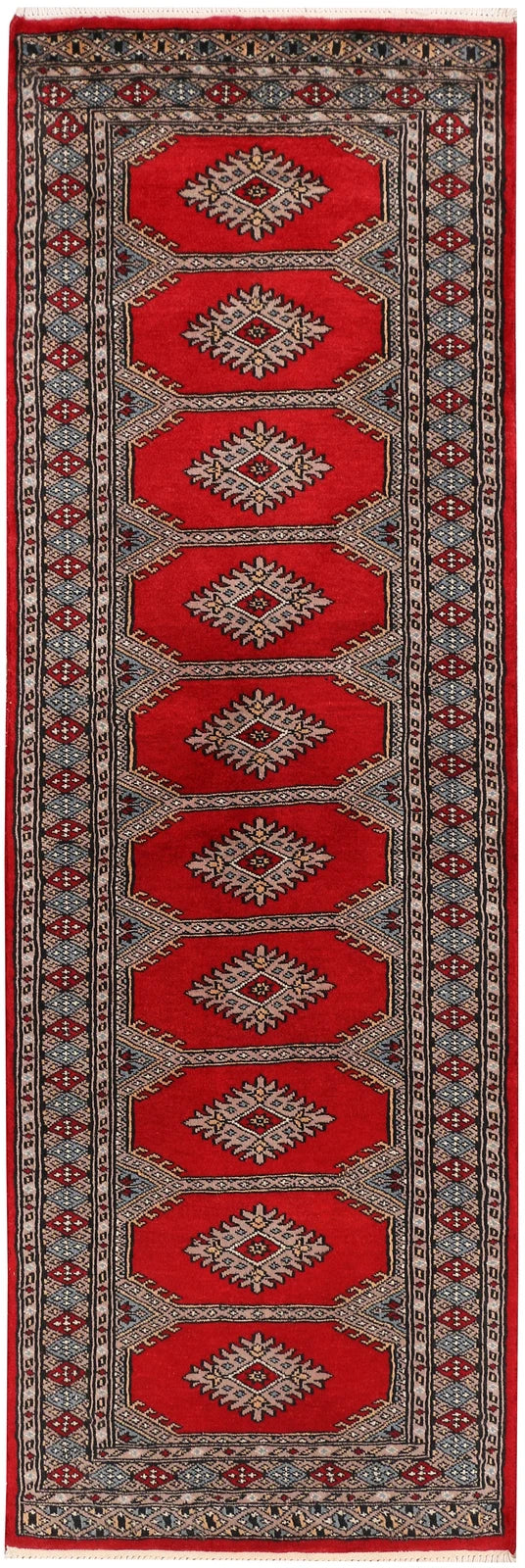 Red Pakistani Jaldar Rug 2' 1" x 6' 3" Hand-Knotted | No. QA57802