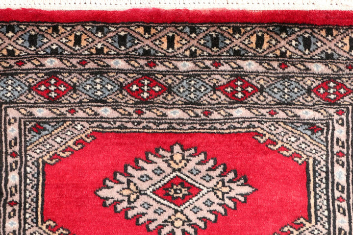 Red Pakistani Jaldar Rug 2' 1" x 6' 3" Hand-Knotted | No. QA57802