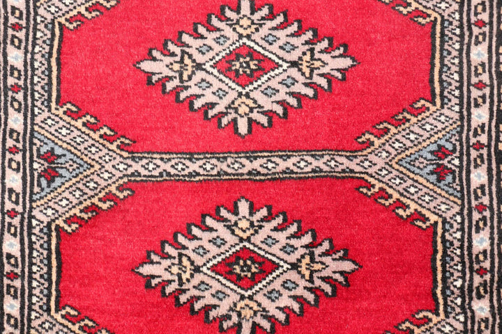 Red Pakistani Jaldar Rug 2' 1" x 6' 3" Hand-Knotted | No. QA57802