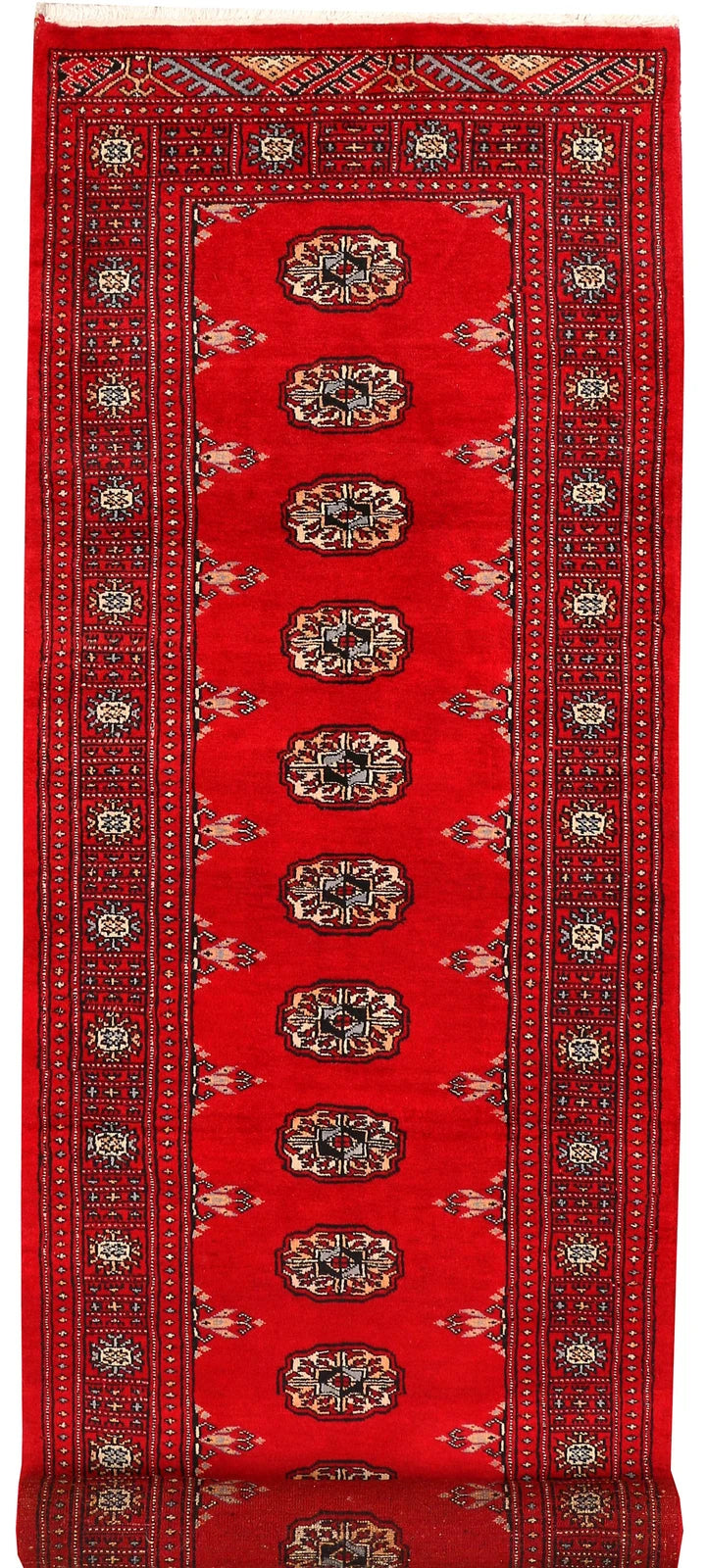 Red Pakistani Bokhara Rug 2' 6" x 8' 9" Hand-Knotted | No. QA57822