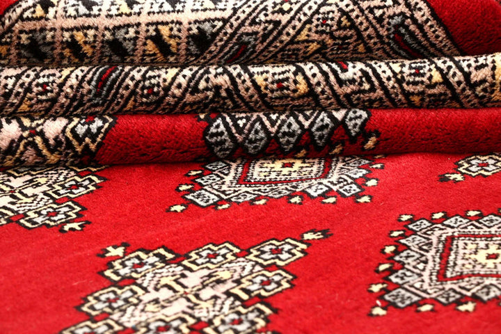 Firebrick Red Pakistani Bokhara Rug 10' 1" x 14' 1" Hand-Knotted | No. QA57870
