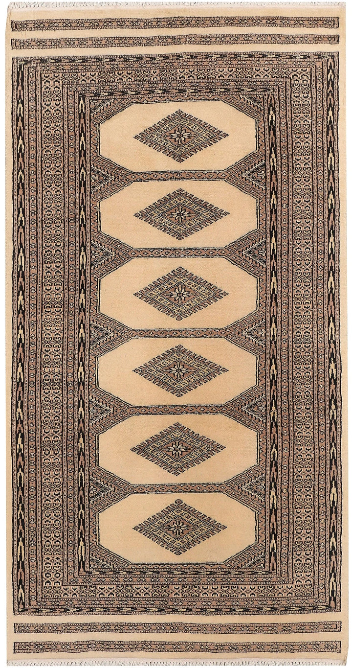 Tan Pakistani Jaldar Rug 3' 1" x 6' Hand-Knotted | No. QA57872