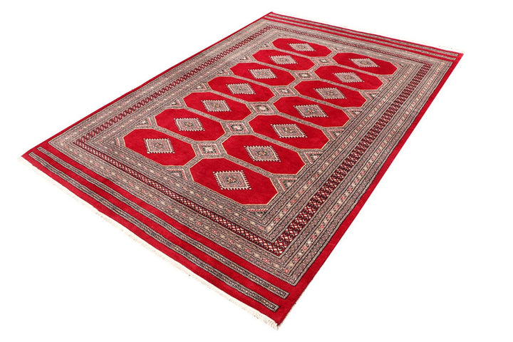 Firebrick Pakistani Jaldar Rug 5' 7" x 8' 2" Hand-Knotted | No. QA57986