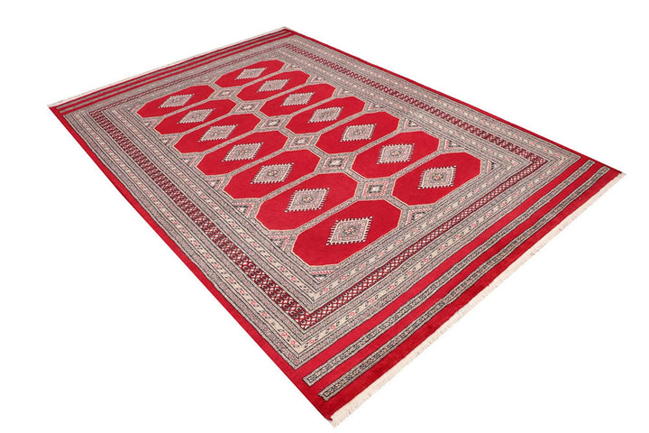 Firebrick Pakistani Jaldar Rug 5' 7" x 8' 2" Hand-Knotted | No. QA57986
