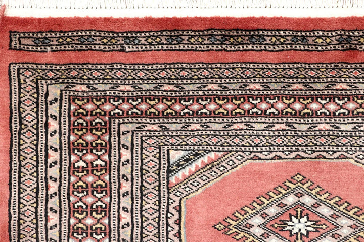 Salmon Pakistani Jaldar Rug 4' 1" x 6' 4" Hand-Knotted | No. QA58005