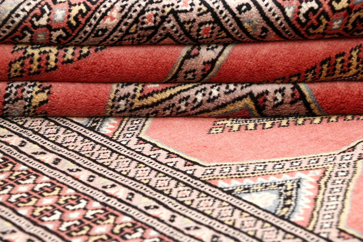 Salmon Pakistani Jaldar Rug 4' 1" x 6' 4" Hand-Knotted | No. QA58005