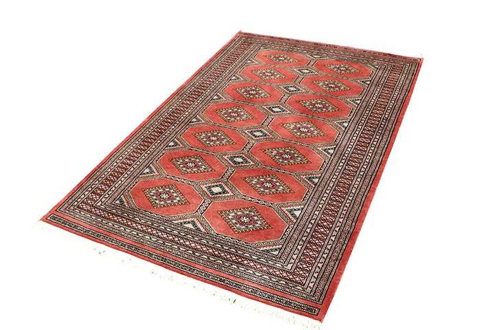 Salmon Pakistani Jaldar Rug 4' 1" x 6' 4" Hand-Knotted | No. QA58005