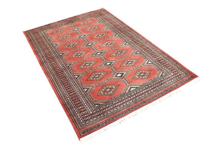 Salmon Pakistani Jaldar Rug 4' 1" x 6' 4" Hand-Knotted | No. QA58005