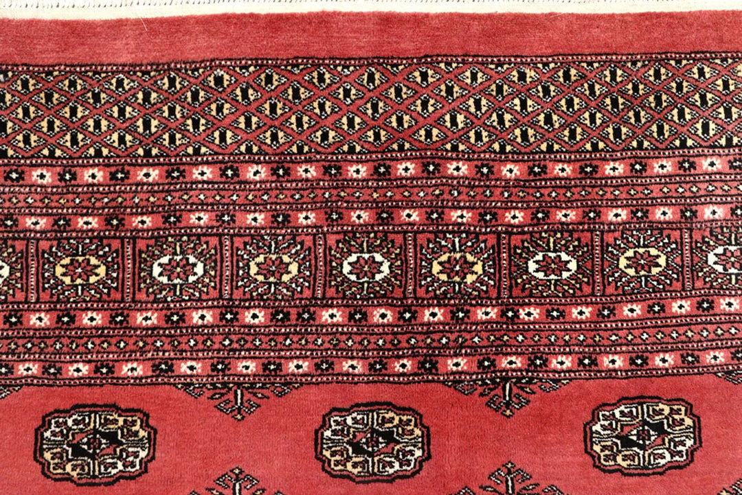 Salmon Pakistani Bokhara Rug 8' 2" x 10' 1" Hand-Knotted | No. QA58053