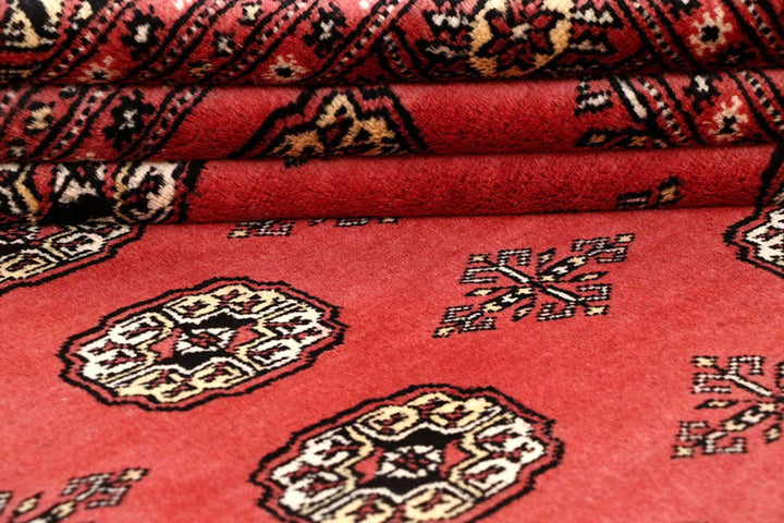 Salmon Pakistani Bokhara Rug 8' 2" x 10' 1" Hand-Knotted | No. QA58053