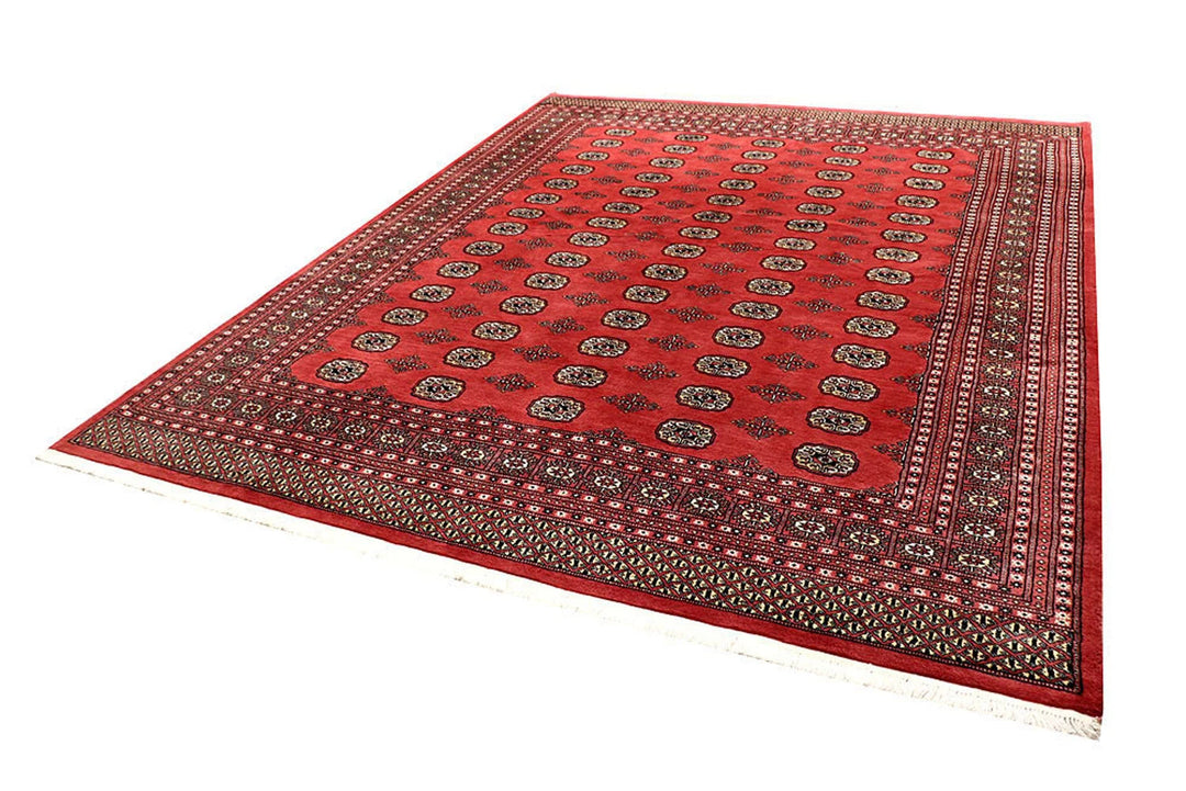 Salmon Pakistani Bokhara Rug 8' 2" x 10' 1" Hand-Knotted | No. QA58053
