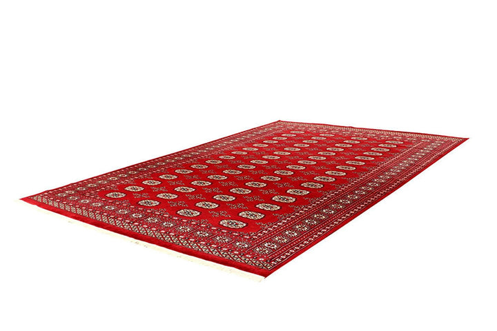 Red Pakistani Bokhara Rug 6' x 9'2" Hand-Knotted | No. QA58108
