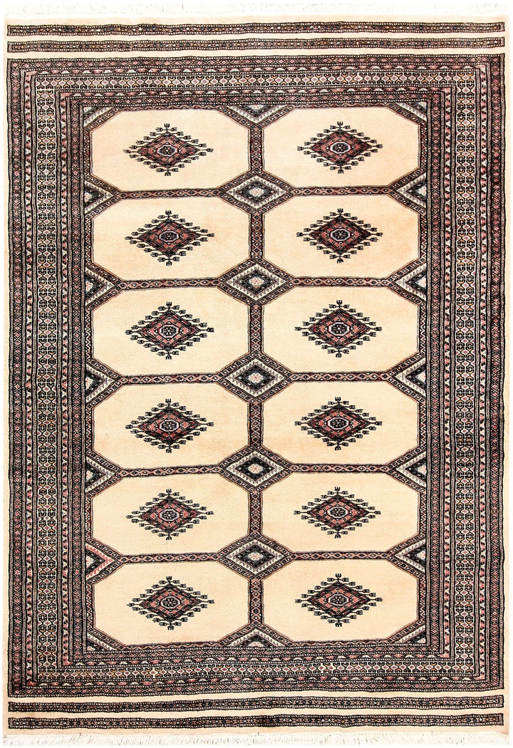 Brown Pakistani Jaldar Rug 4' 9" x 6' 9" Hand-Knotted | No. QA58507