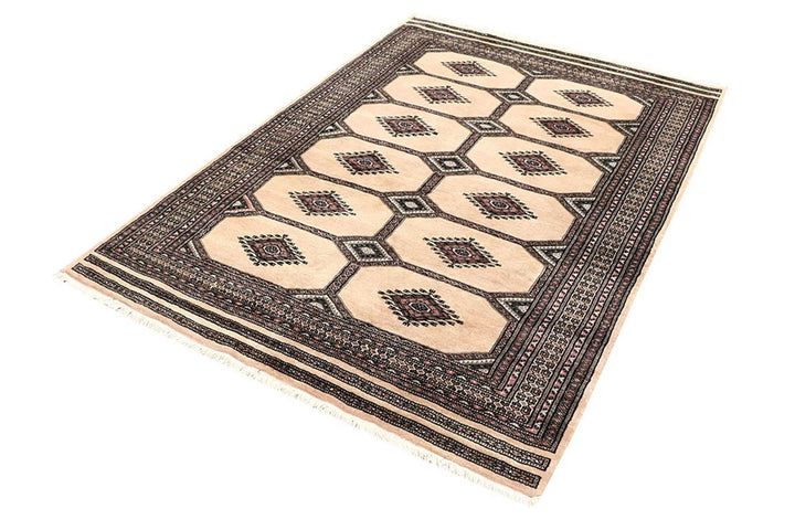 Brown Pakistani Jaldar Rug 4' 9" x 6' 9" Hand-Knotted | No. QA58507