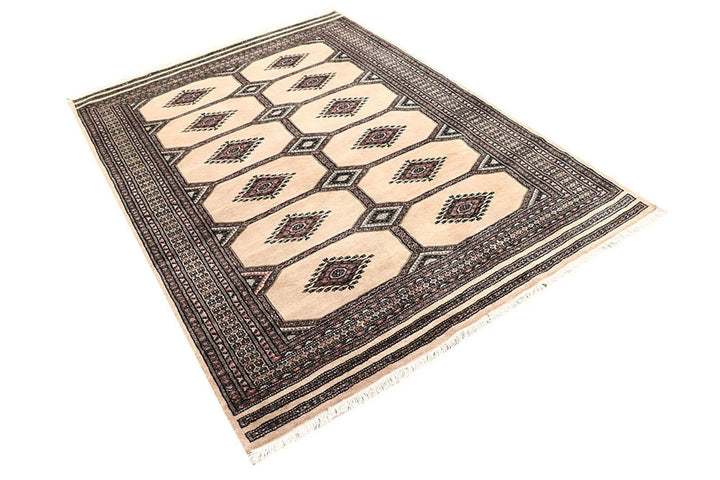 Brown Pakistani Jaldar Rug 4' 9" x 6' 9" Hand-Knotted | No. QA58507