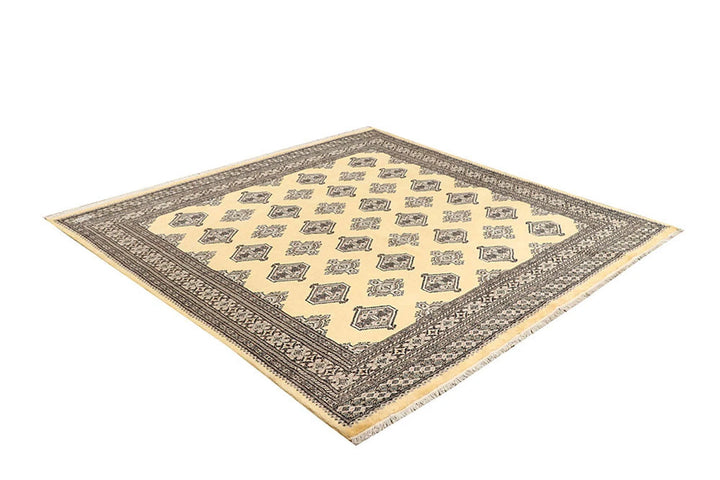 Yellow Pakistani Jaldar Rug 6' 5" x 6' 1" Hand-Knotted | No. QA58654