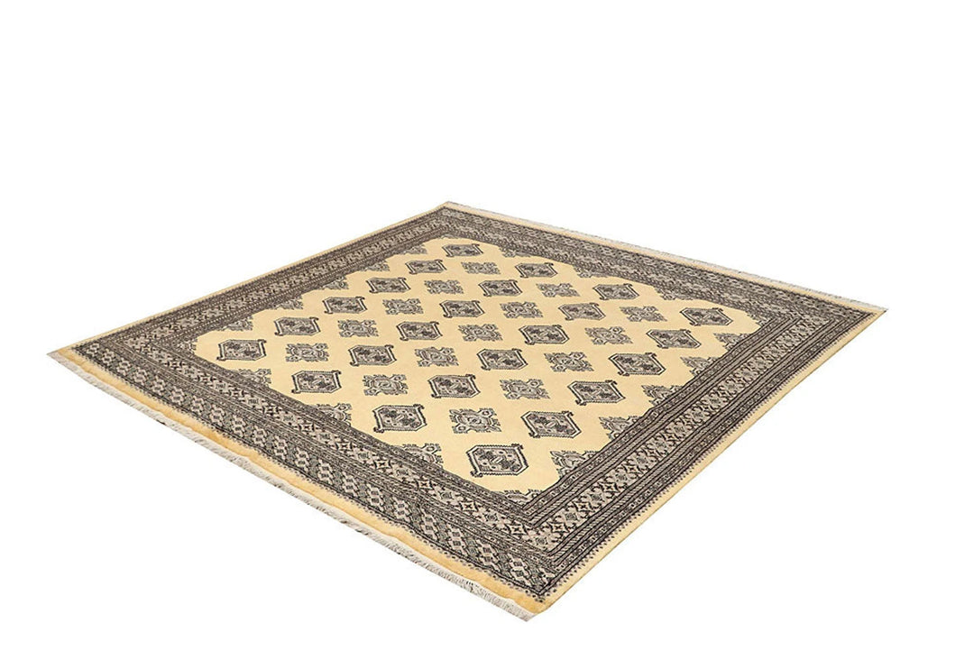 Yellow Pakistani Jaldar Rug 6' 5" x 6' 1" Hand-Knotted | No. QA58654