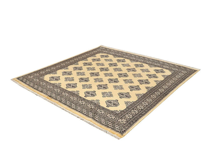 Yellow Pakistani Jaldar Rug 6' 5" x 6' 1" Hand-Knotted | No. QA58654