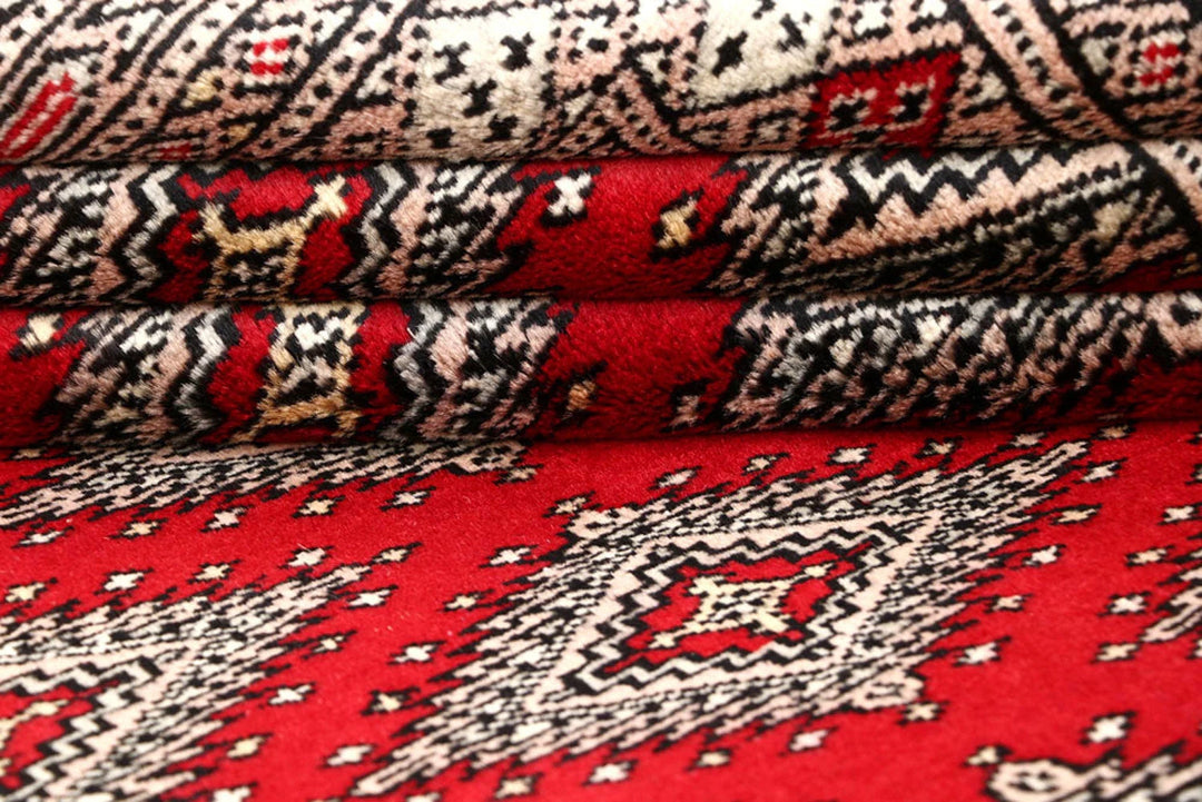 Red Pakistani Jaldar Rug 5' 1" x 8' Hand-Knotted | No. QA58803