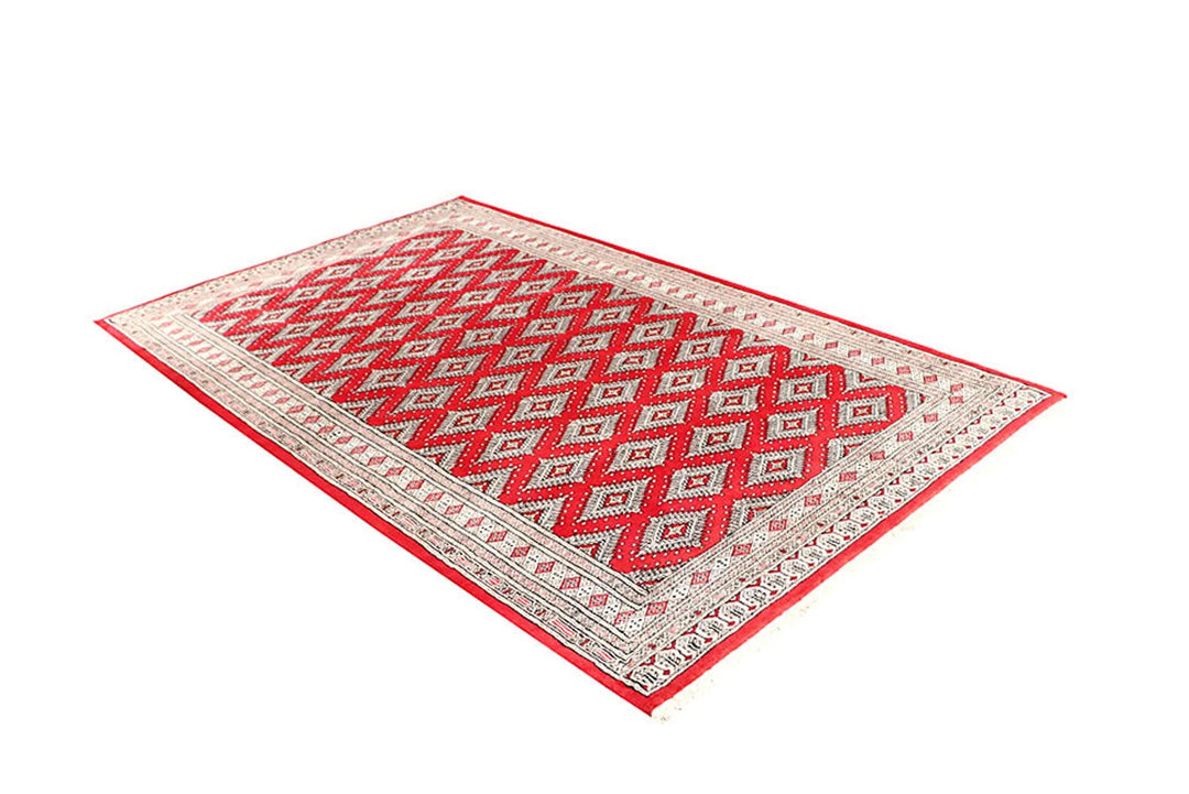 Red Pakistani Jaldar Rug 5' 1" x 8' Hand-Knotted | No. QA58803