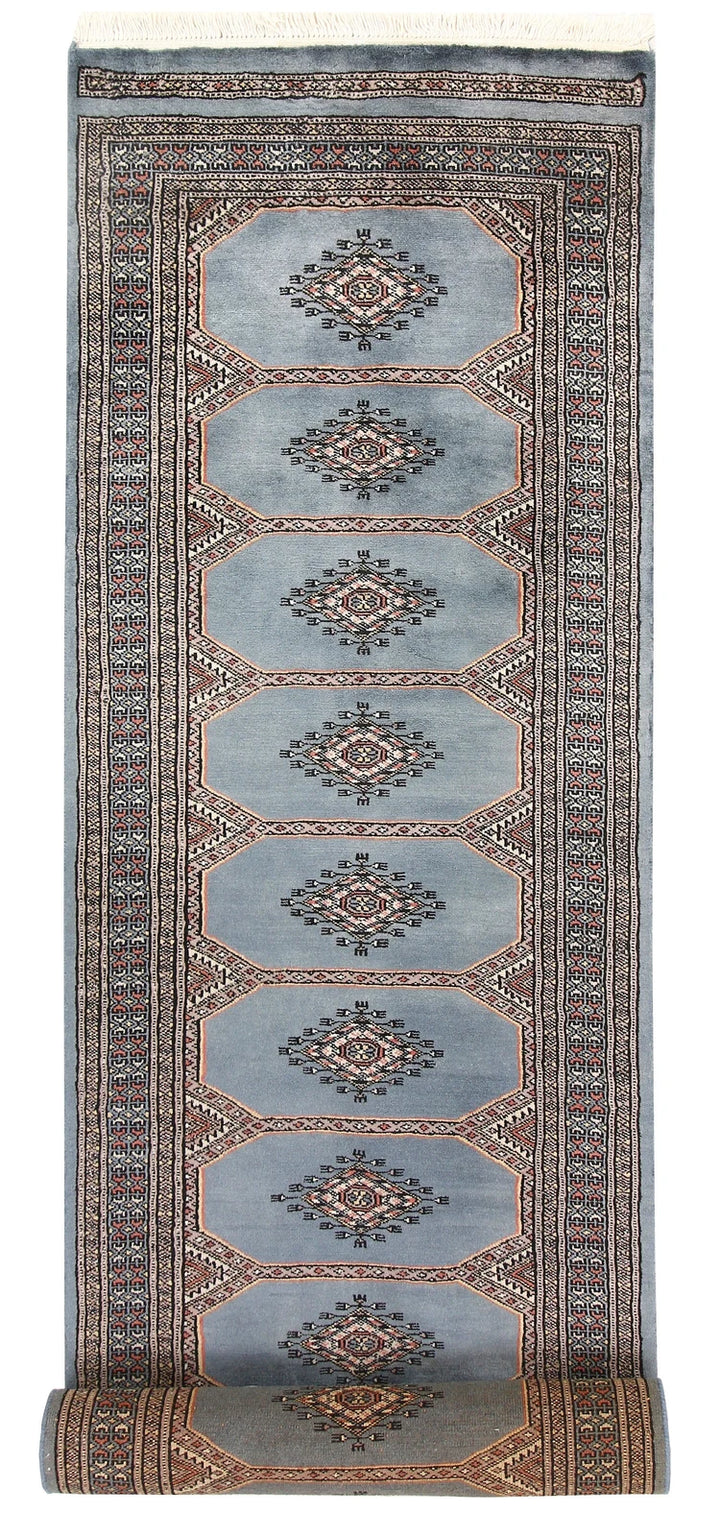 Grey Pakistani Jaldar Rug 2' 6" x 10' Hand-Knotted | No. QA58844