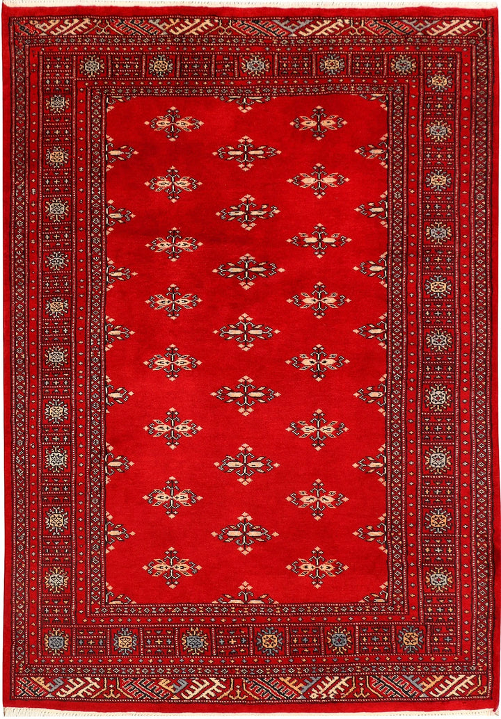 Dark Red Pakistani Butterfly Rug 4' 2" x 6' Hand-Knotted | No. QA58846