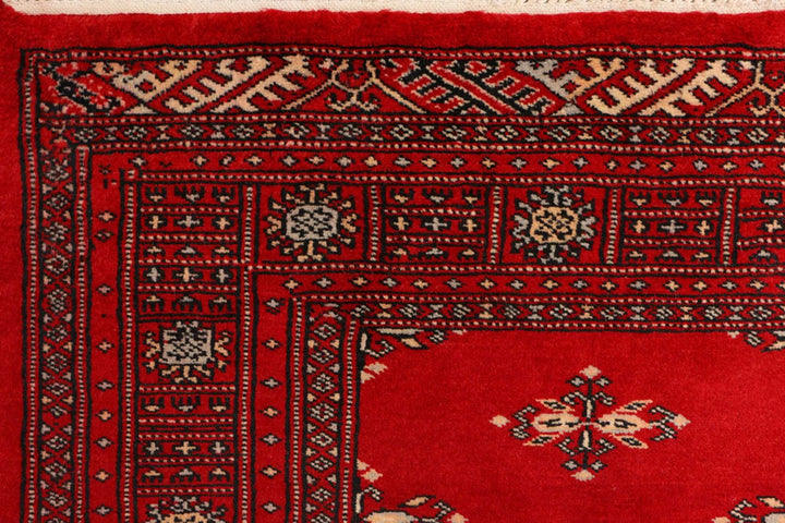 Dark Red Pakistani Butterfly Rug 4' 2" x 6' Hand-Knotted | No. QA58846