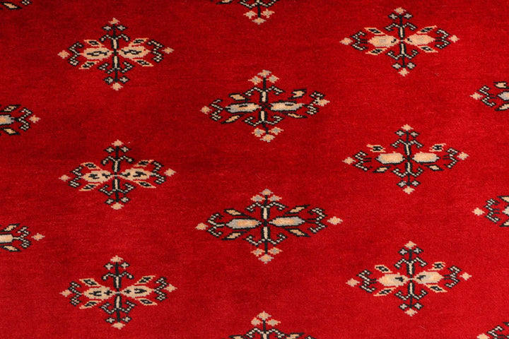 Dark Red Pakistani Butterfly Rug 4' 2" x 6' Hand-Knotted | No. QA58846