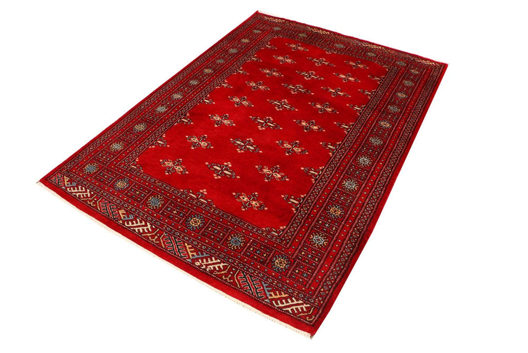 Dark Red Pakistani Butterfly Rug 4' 2" x 6' Hand-Knotted | No. QA58846