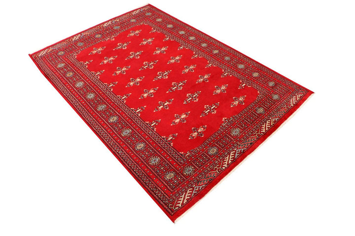 Dark Red Pakistani Butterfly Rug 4' 2" x 6' Hand-Knotted | No. QA58846