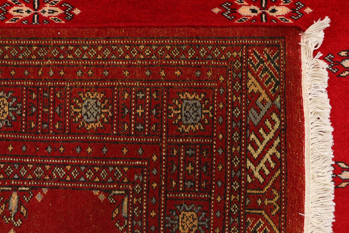 Dark Red Pakistani Butterfly Rug 4' 2" x 6' Hand-Knotted | No. QA58846