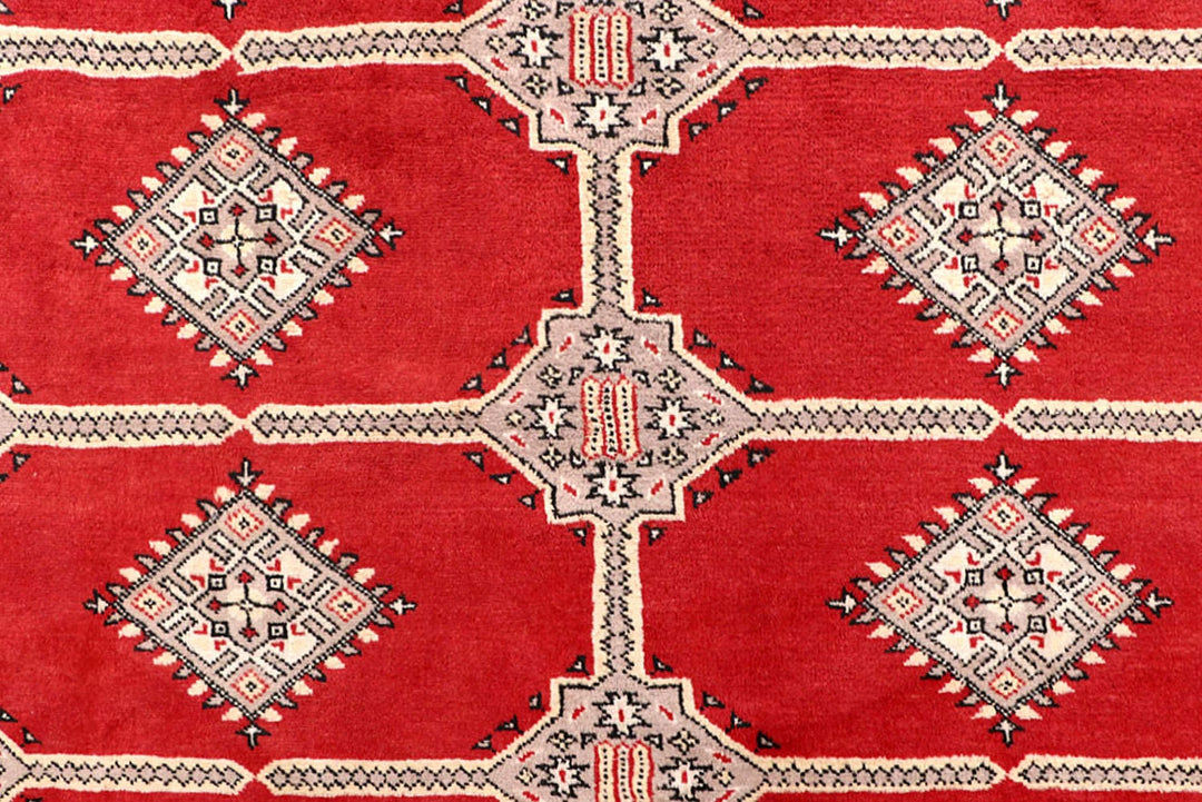 Red Pakistani Jaldar Rug 5' 2" x 8' 5" Hand-Knotted | No. QA58916