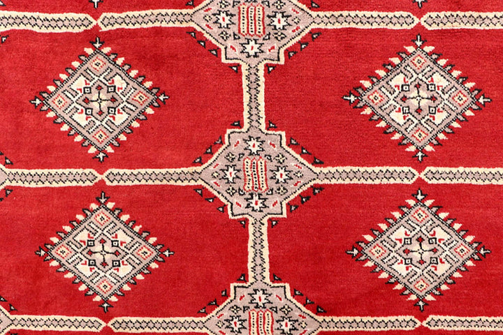 Red Pakistani Jaldar Rug 5' 2" x 8' 5" Hand-Knotted | No. QA58916