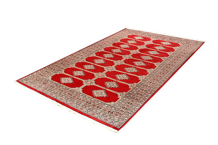 Red Pakistani Jaldar Rug 5' 2" x 8' 5" Hand-Knotted | No. QA58916